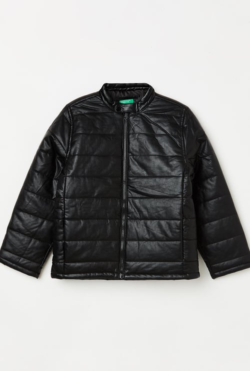 UNITED COLORS OF BENETTON Boys Textured Zip-Front Puffer Jacket