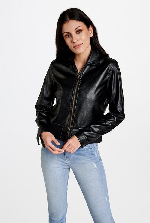 AND Women Solid Biker Jacket