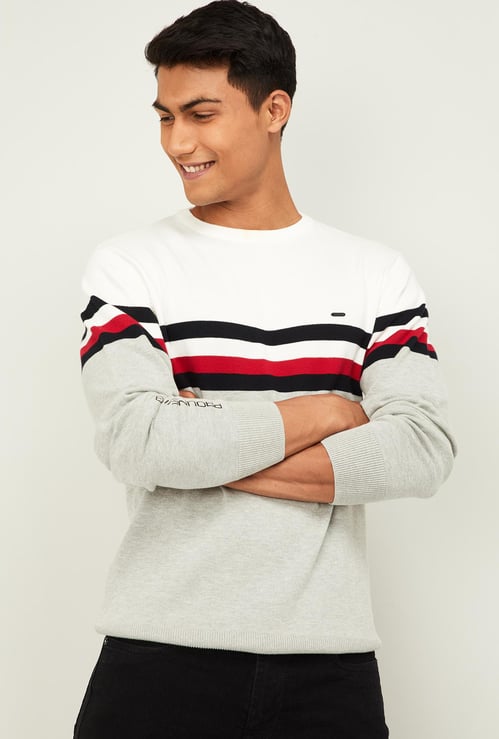 PROLINE Men Striped Crew Neck Sweater
