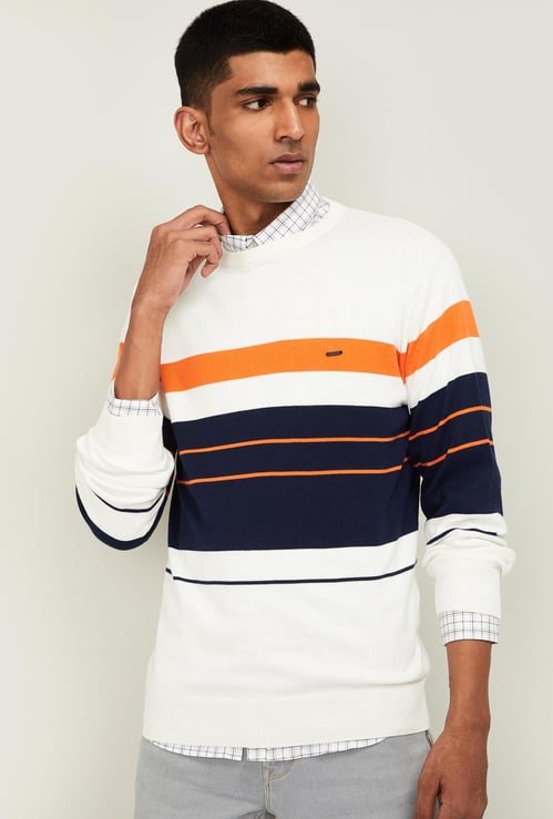 PROLINE Men Striped Crew-Neck Sweater