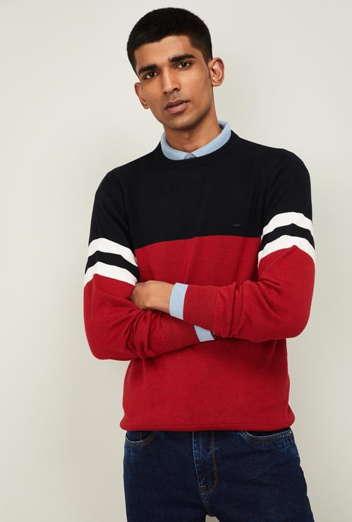 PROLINE Men Textured Full Sleeves Sweater