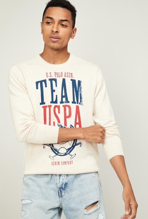 U.S. POLO ASSN. Men Textured Full Sleeves Sweater