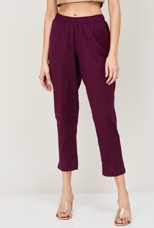 MELANGE Women Solid Cropped Pants