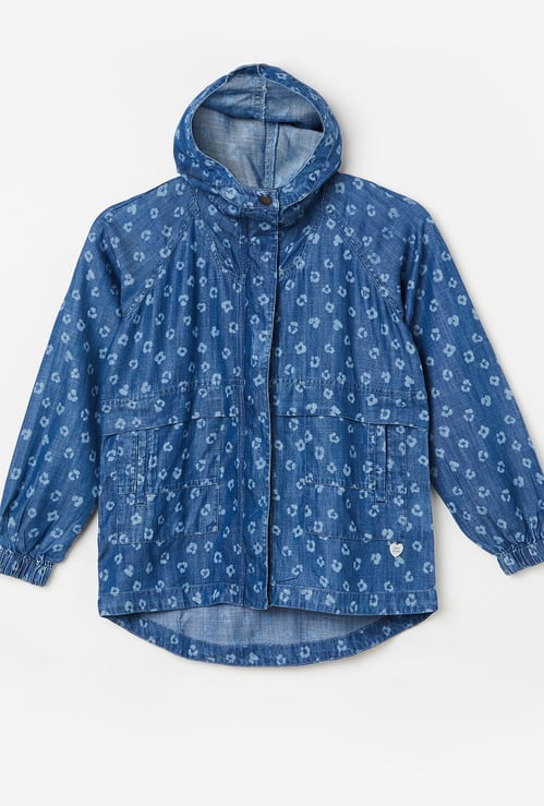 PEPE JEANS Girls Dyed Hooded Denim Jacket