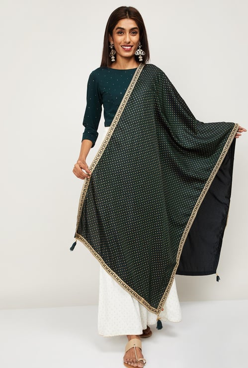 SPAN Women Printed Tassel Detailed Dupatta