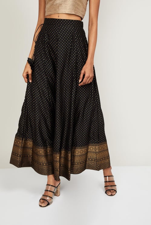 SPAN Women Printed Ethnic A-Line Maxi Skirt