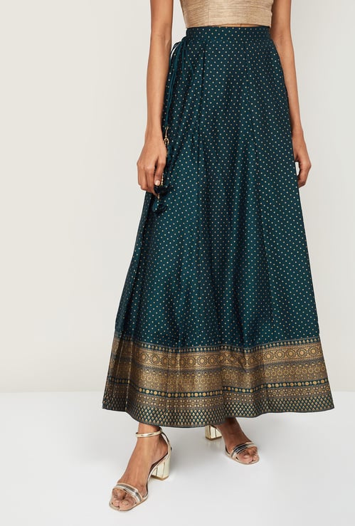 SPAN Women Printed Ethnic A-Line Maxi Skirt