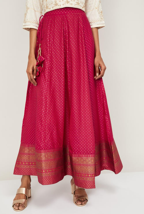 SPAN Women Printed Ethnic A-Line Maxi Skirt