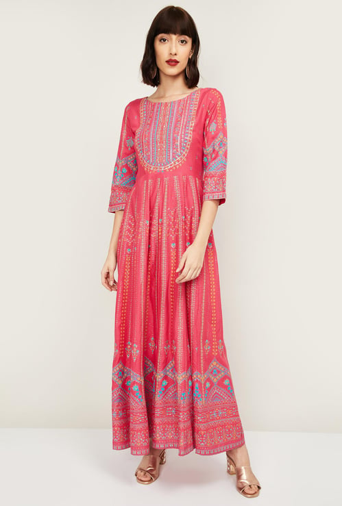 W Women Printed Flared Maxi Dress