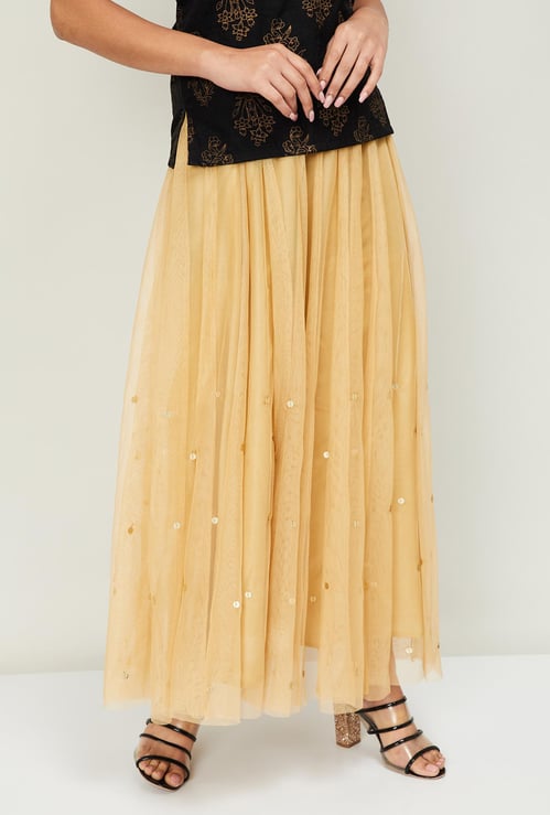 W Women Solid Elasticated Maxi Skirt