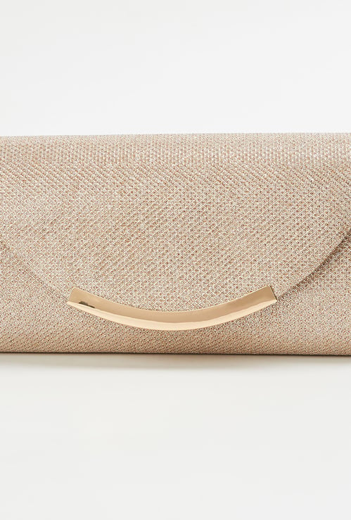 CODE Women Shimmery Clutch with Detachable Strap