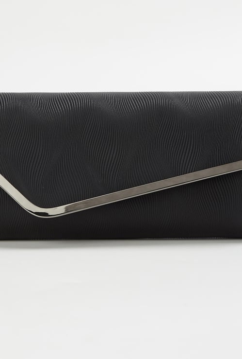 CODE Women Textured Clutch with Detachable Strap