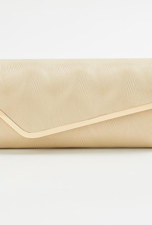CODE Women Textured Clutch with Detachable Strap