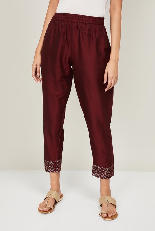 MELANGE Solid Elasticated Straight Pants