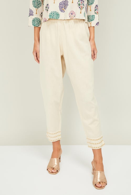 MELANGE Women Solid Elasticated Straight Pants