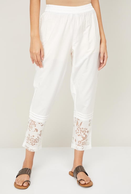 MELANGE Women Solid Elasticated Straight Pants