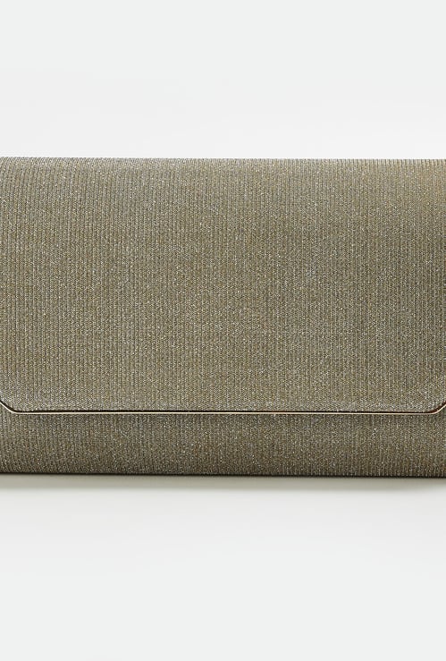 CODE Women Textured Glitter Clutch with Detachable Strap