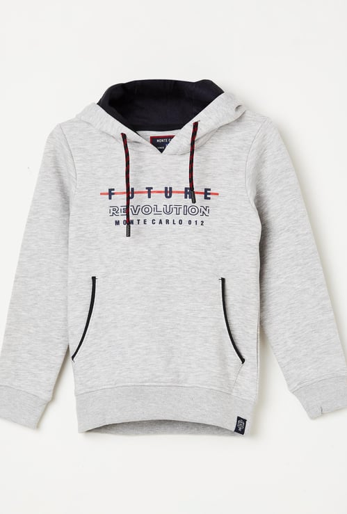 MONTE CARLO Boys Typographic Print Heathered Sweatshirt