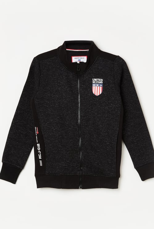 MONTE CARLO Boys Textured Zip-Front Sweatshirt