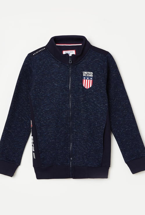 MONTE CARLO Boys Textured Zip-Front Sweatshirt