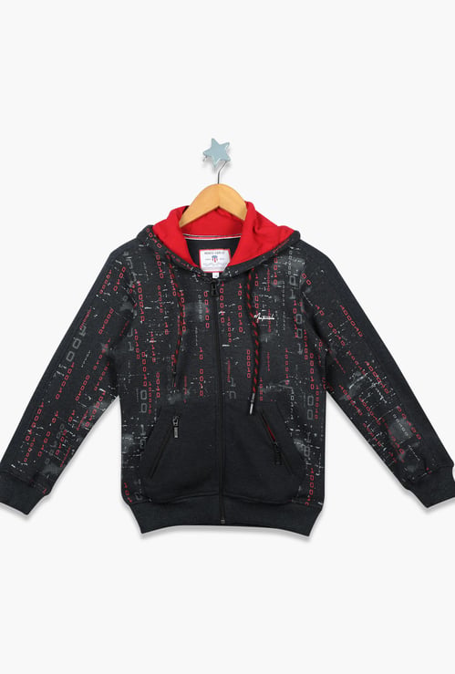 MONTE CARLO Boys Printed Zip-Front Hoodie