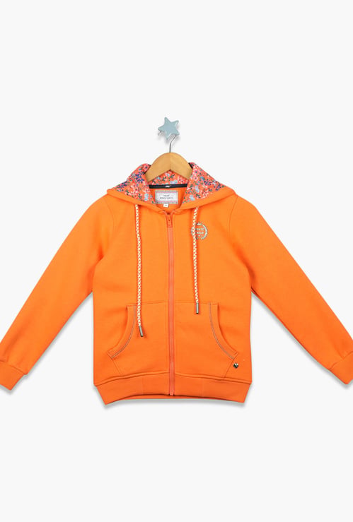 MONTE CARLO Girls Solid Zip-Front Hoodie