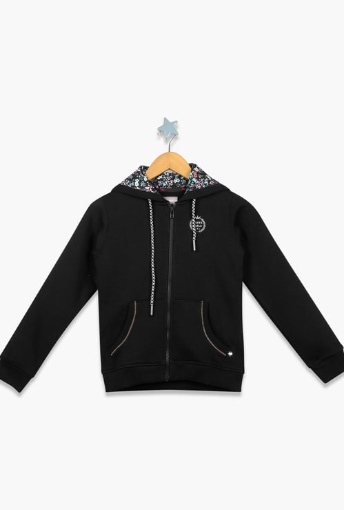 MONTE CARLO Girls Solid Zip-Front Hoodie