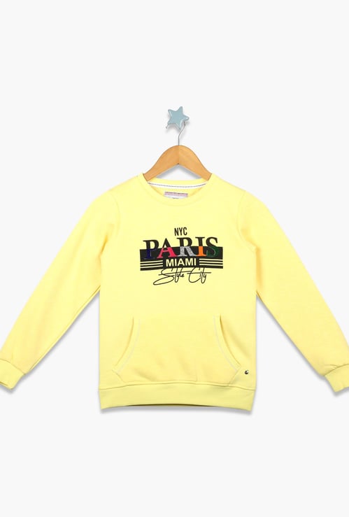 MONTE CARLO Boys Typographic Print Sweatshirt with Kangaroo Pockets