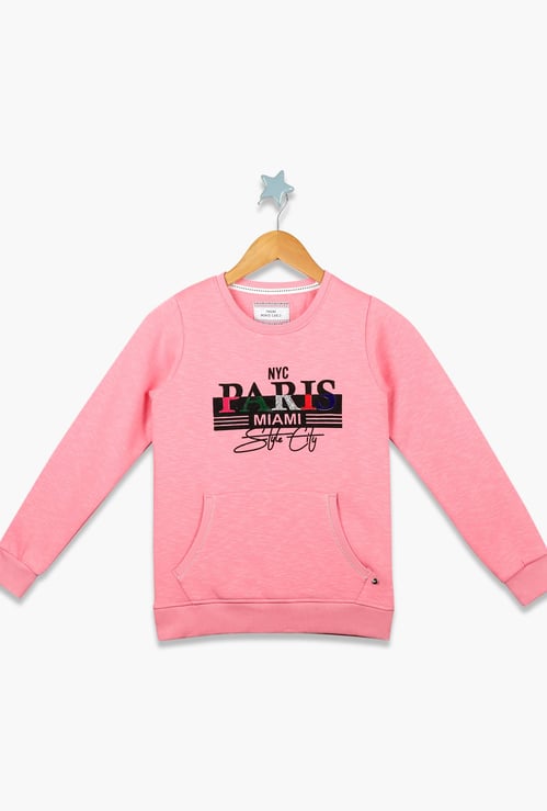 MONTE CARLO Boys Typographic Print Sweatshirt with Kangaroo Pockets