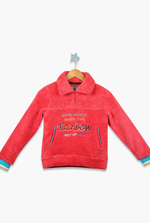 MONTE CARLO Girls Typographic Print Sweatshirt with Insert Pockets