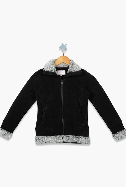 MONTE CARLO Girls Textured Zip-Front Sweatshirt