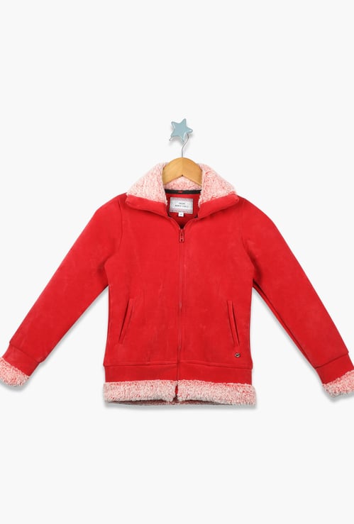MONTE CARLO Girls Textured Zip-Front Sweatshirt