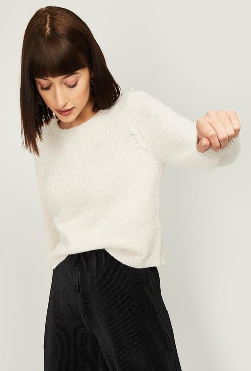 ONLY Women Textured Round Neck Sweater