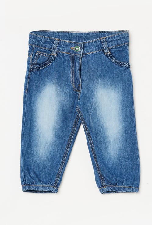 PEPPERMINT Girls Stonewashed Denim Capris