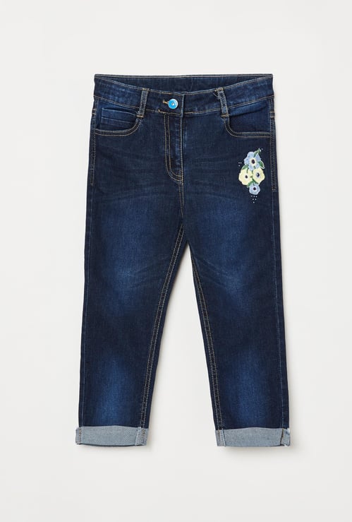 PEPPERMINT Girls Stonewashed Denim Capris