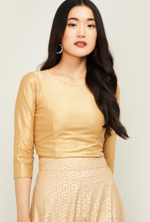 SPAN Women Solid Round Neck Blouse