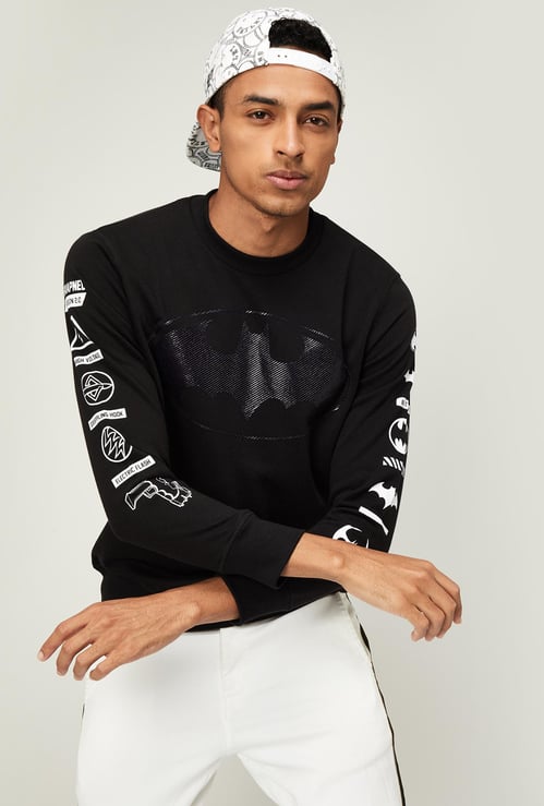 FREE AUTHORITY Men Batman Print Crew-Neck Sweatshirt