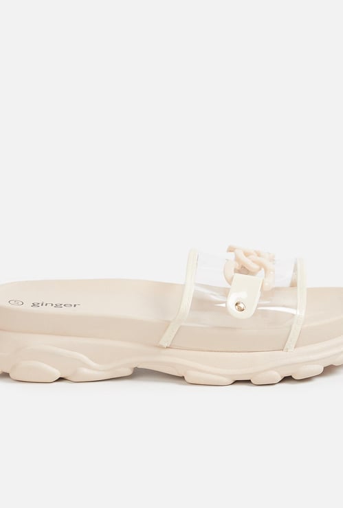 GINGER Women Embellished Flatform Sliders