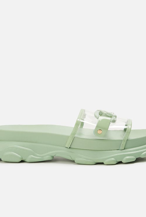 GINGER Women Embellished Flatform Sliders