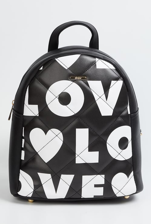 GINGER Women Printed Zip-Closure Backpack