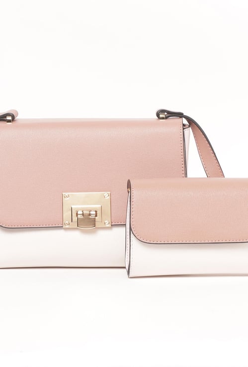 CODE Women Colourblocked Flap-Closure Sling Bag with Coin Purse