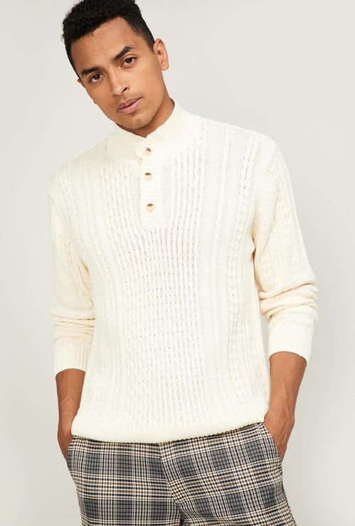 AEROPOSTALE Men Textured Full Sleeves Sweater