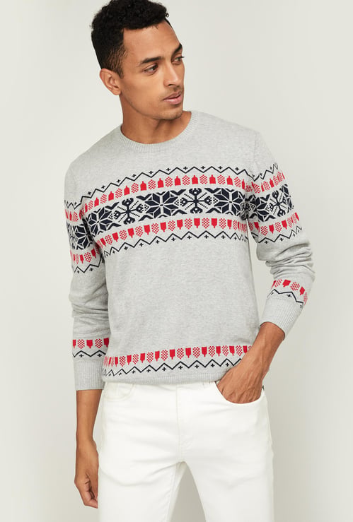 AEROPOSTALE Men Textured Full Sleeves Sweater