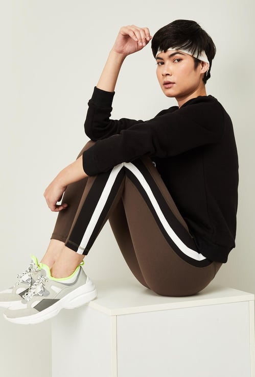 KAPPA Solid Tape-Detailed Tights