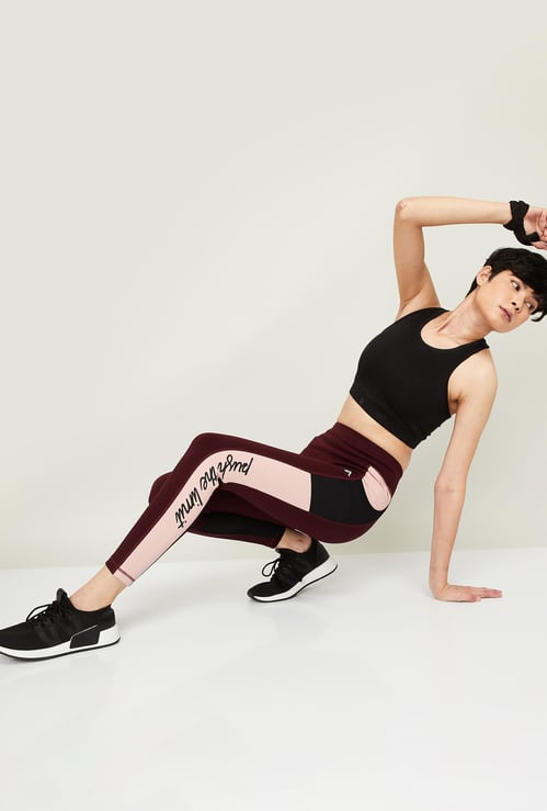 KAPPA Women Printed Mesh-Detailed Tights