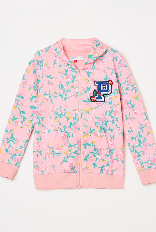 U.S. POLO ASSN KIDS Floral Print Hooded Sweatshirt