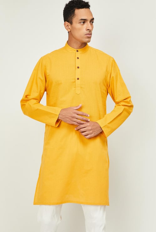 MELANGE Men Textured Full Sleeves Kurta