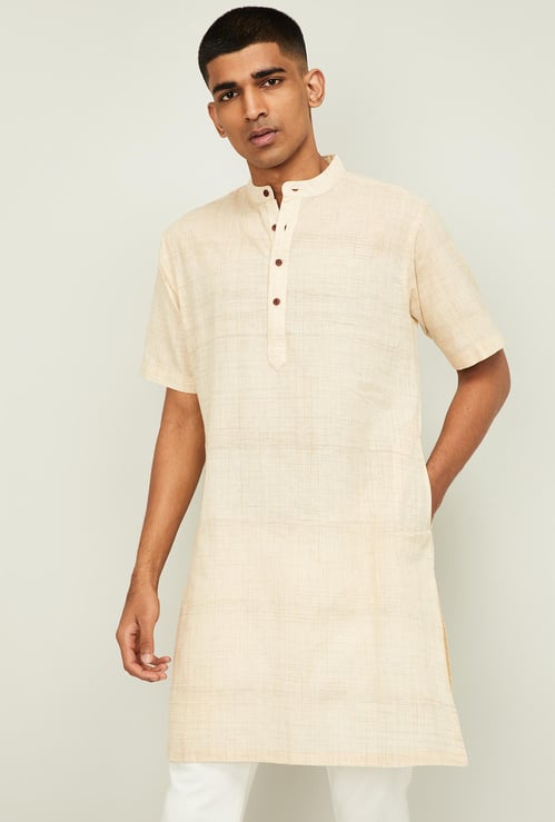 MELANGE Men Patterned Band Collar Kurta
