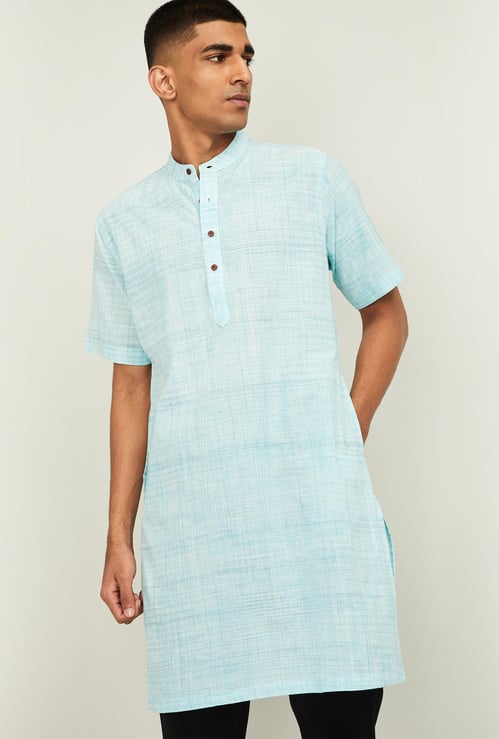 MELANGE Men Patterned Band Collar Kurta