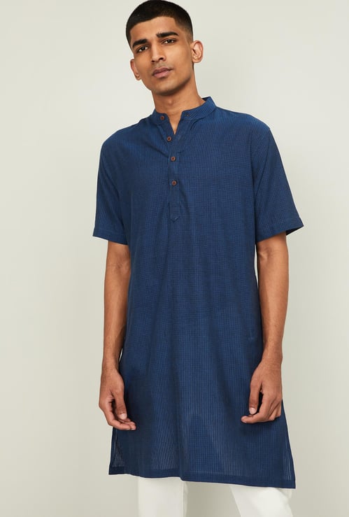 MELANGE Men Patterned Band Collar Kurta